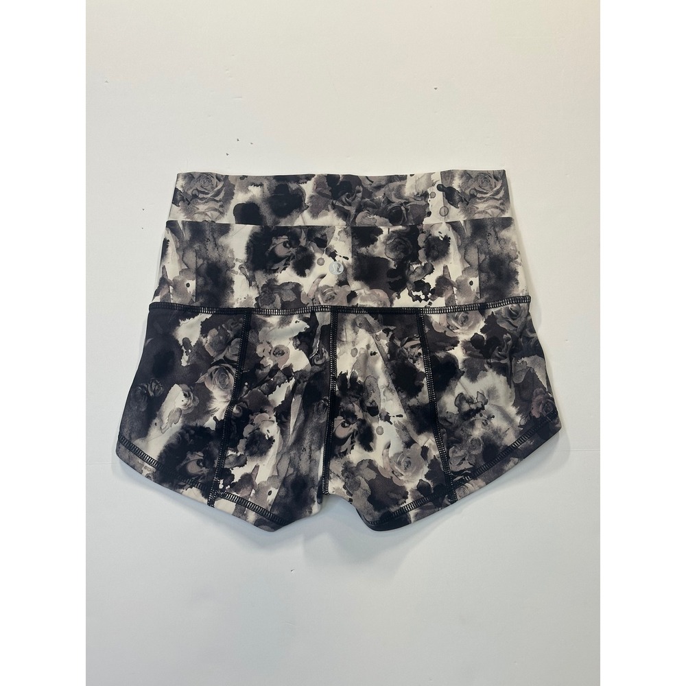 Lululemon Wunder Short 2 Mini Obscurred Black Dusty Mauve Floral Size 6 - Picture 2 of 4